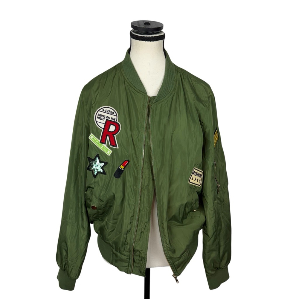 Chocolate USA Patch Bomber Jacket Olive Green Var… - image 3
